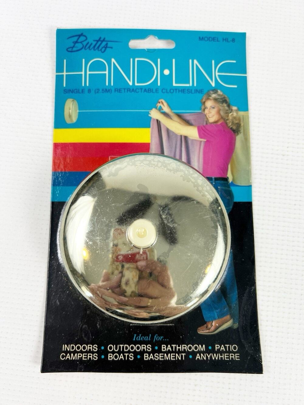 Vintage Butts Handi-Line Single 8' Retractable Clothesline HL-8 Indoor Outdoor